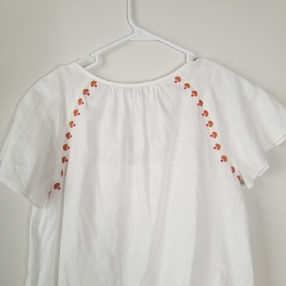 NWT Madewell White Embroidered Linen-Blend Raglan Ruffle Mini Dress XS Boho 70's - Picture 16 of 16